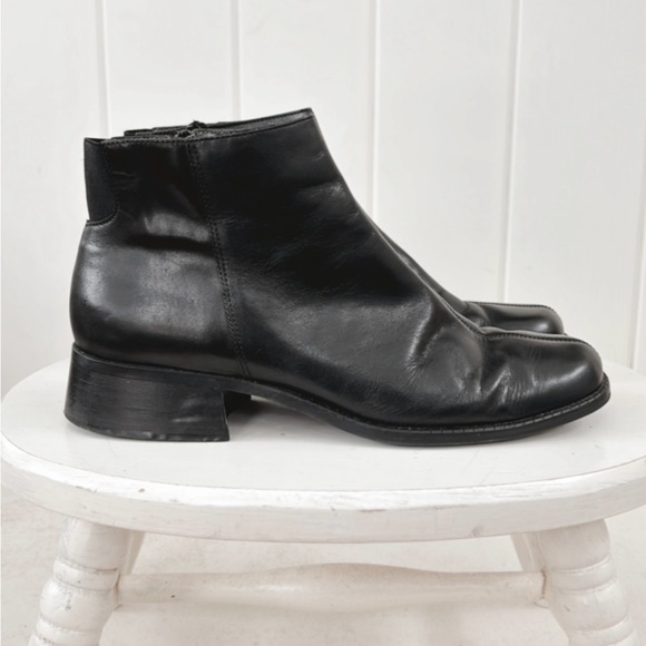 Unisa Leather Boots Chelsea Black Ankle Women 8.5 Chunky Minimal Minimalist - Picture 6 of 15